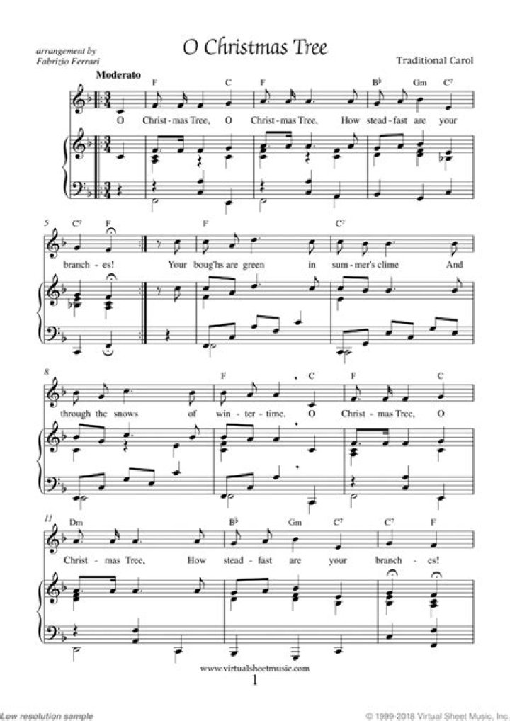 Oh Christmas Tree Sheet Music PDF – Free Download