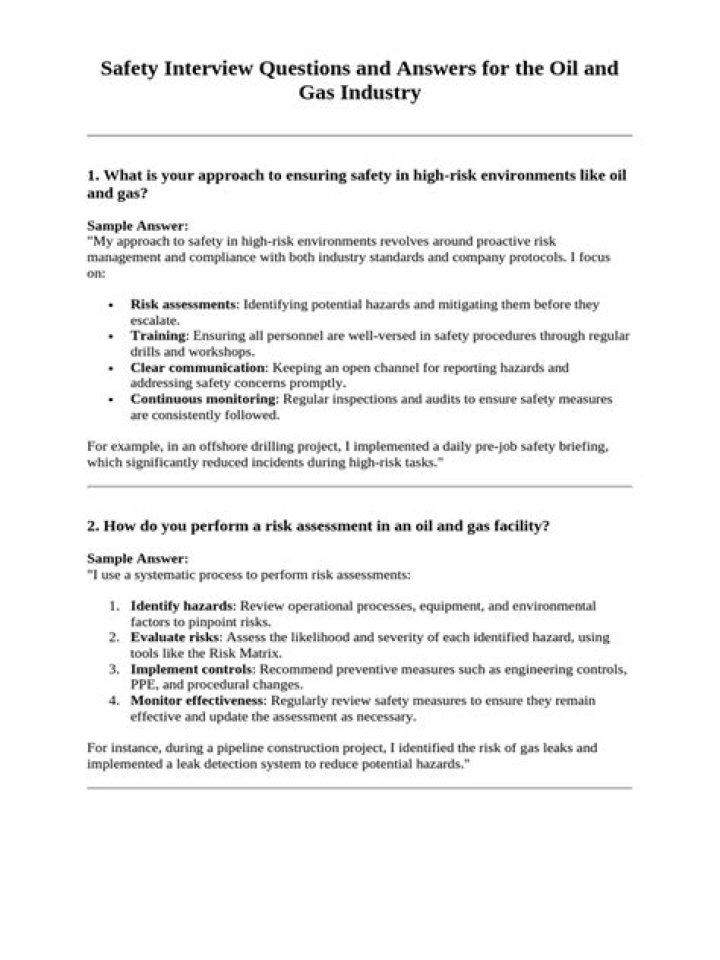Oil and Gas Safety Interview Questions and Answers PDF for Job Prospects