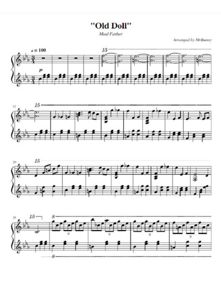 Vintage Doll Piano Sheet Music PDF – Old Melodies for Collectors