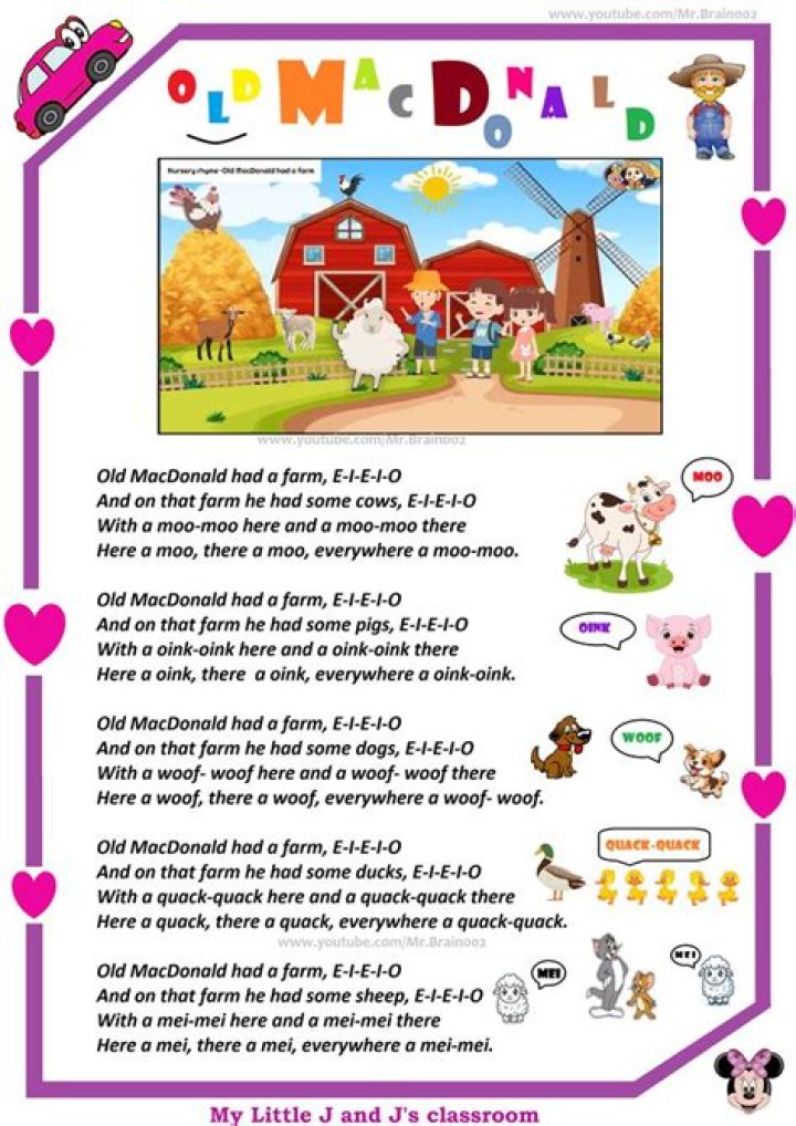Free Printable Old MacDonald Had a Farm Worksheets PDF