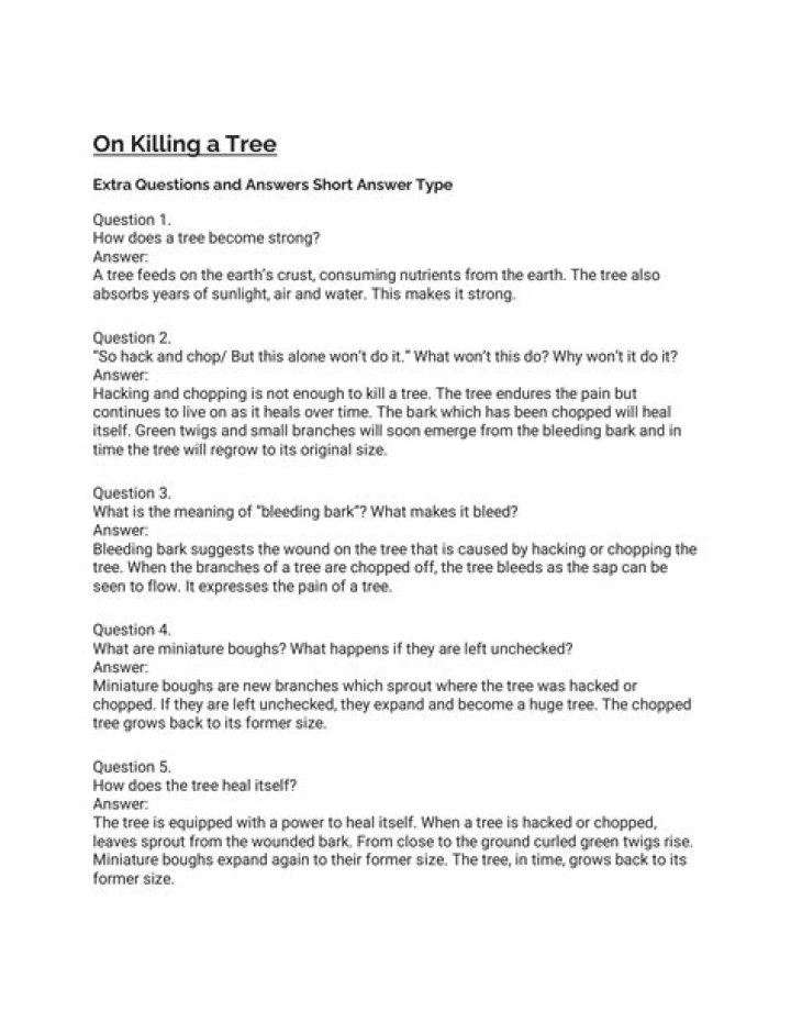 On Killing a Tree: Expert Questions & Answers PDF