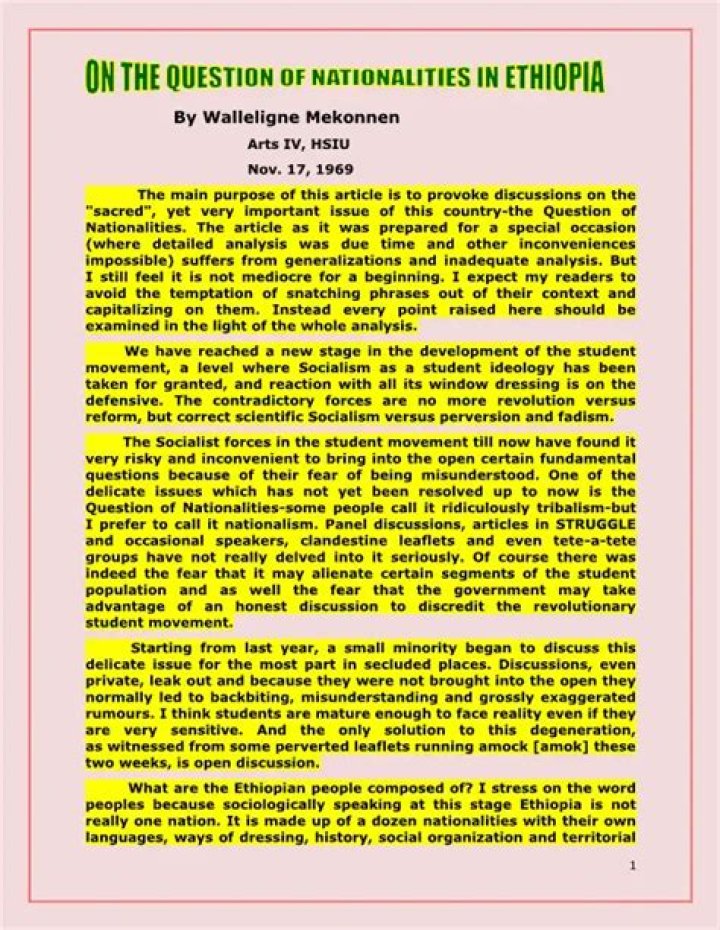 Nationalities in Ethiopia: A Critical Analysis PDF