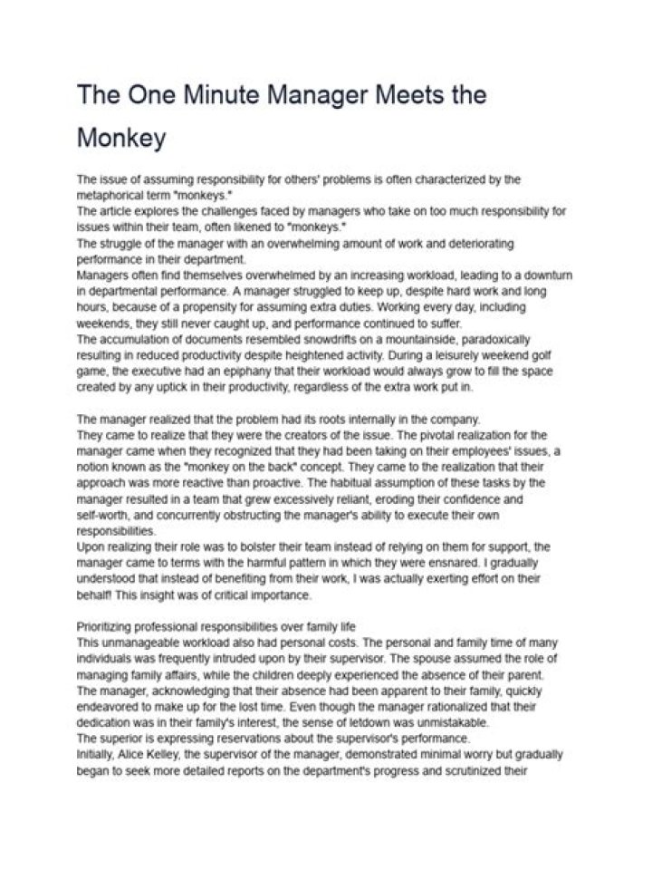 One Minute Manager Meets the Monkey: Transform Chaos with Instant Leadership