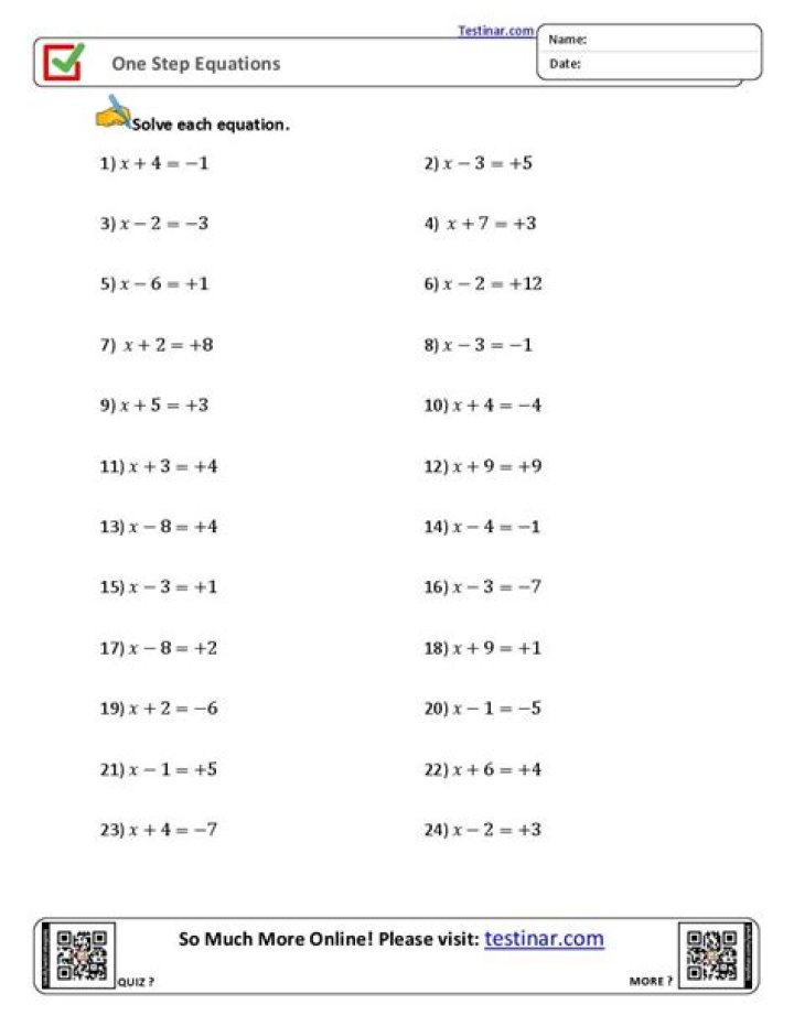 One Step Equations with Fractions Worksheet PDF – Instant Practice