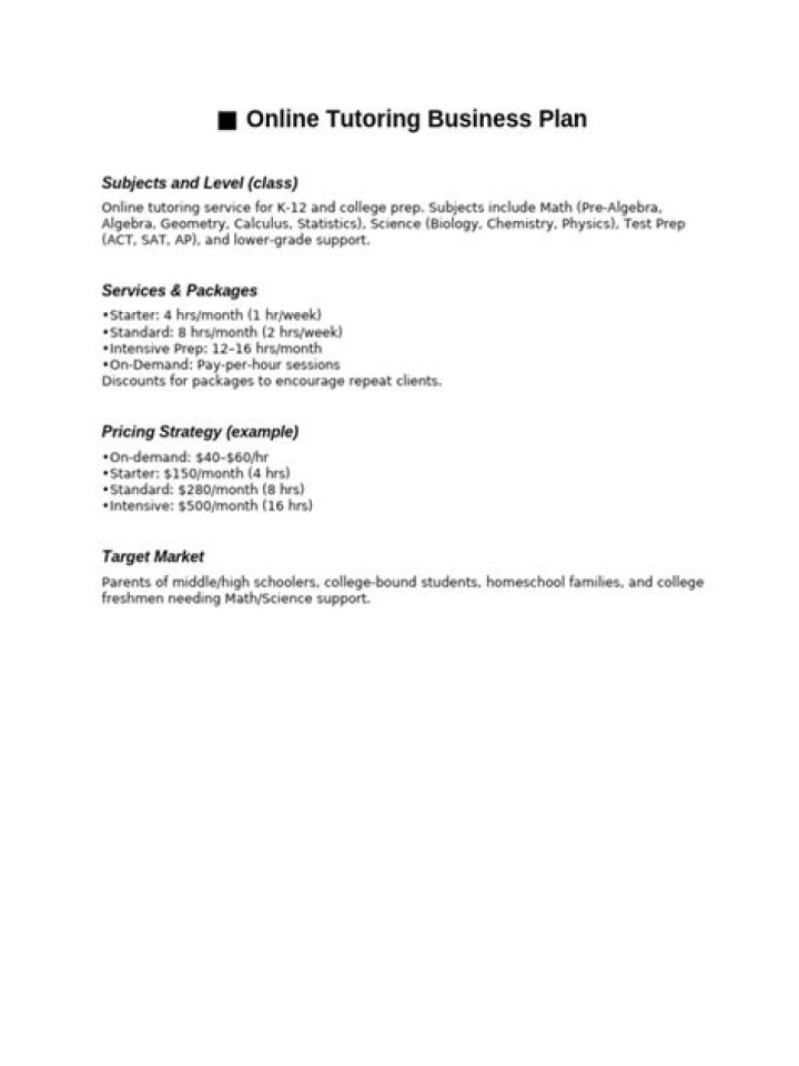 Launch Your Online Tutoring Business with a Free PDF Business Plan