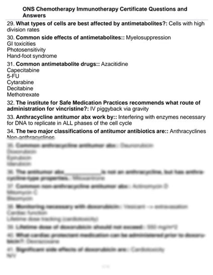 On-Chemotherapy Immunotherapy: Test Questions & PDF Guide