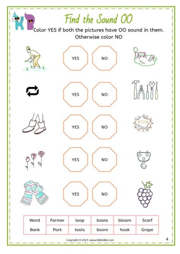 Free OO Sound Worksheets PDF – Easy Phonics Practice for Kids