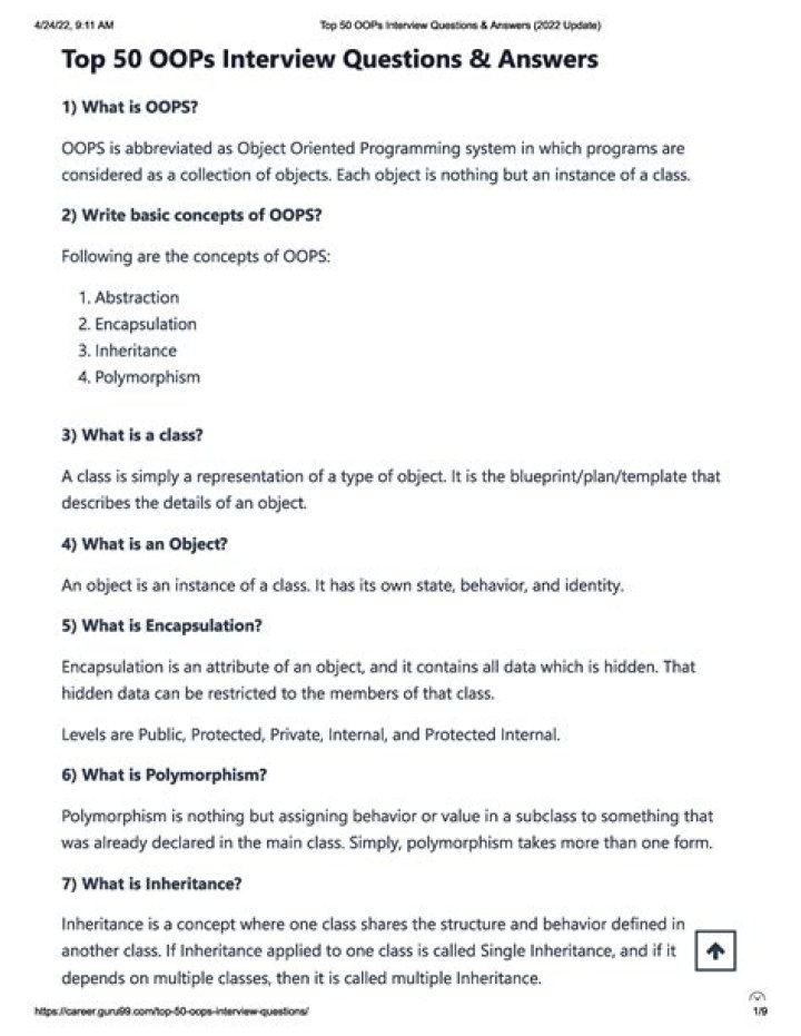 Top OOP Questions and Answers PDF for Mastery
