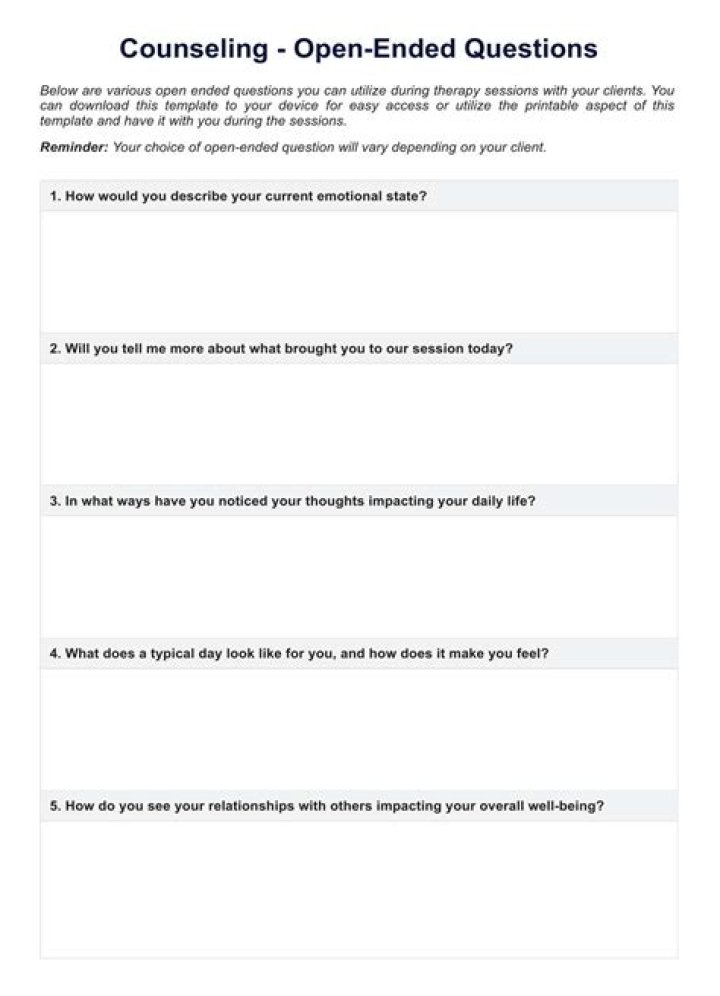 Open-Eended Questions in Counseling: PDF Guide for Effective Therapy