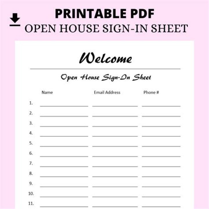 Download Free Open House Sign-In Sheet PDF