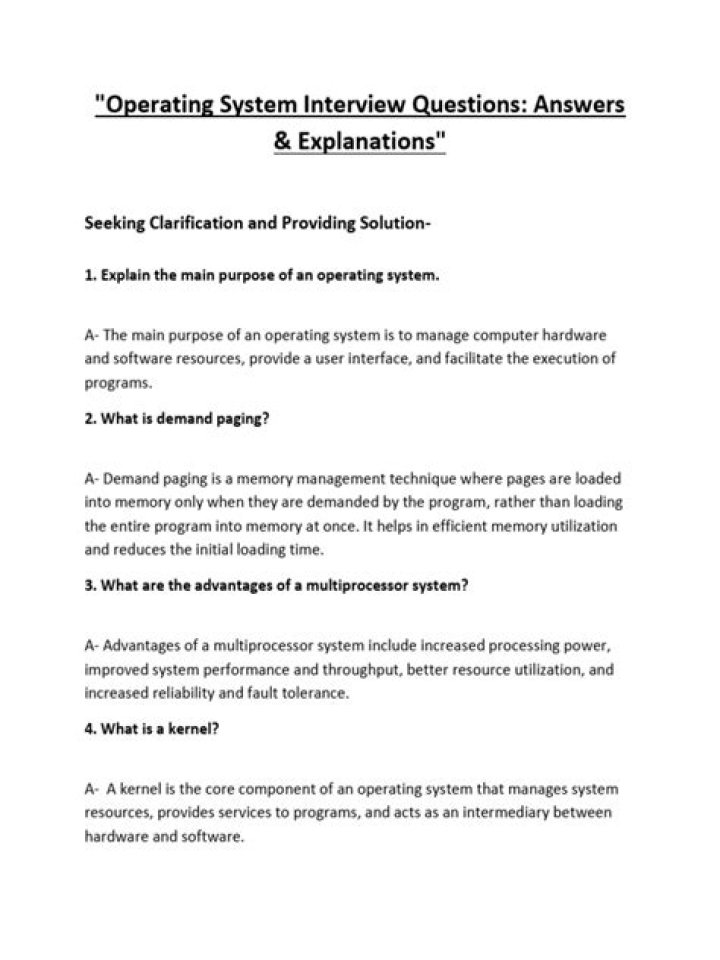Top Operating System Interview Questions & Answers PDF for Job Success