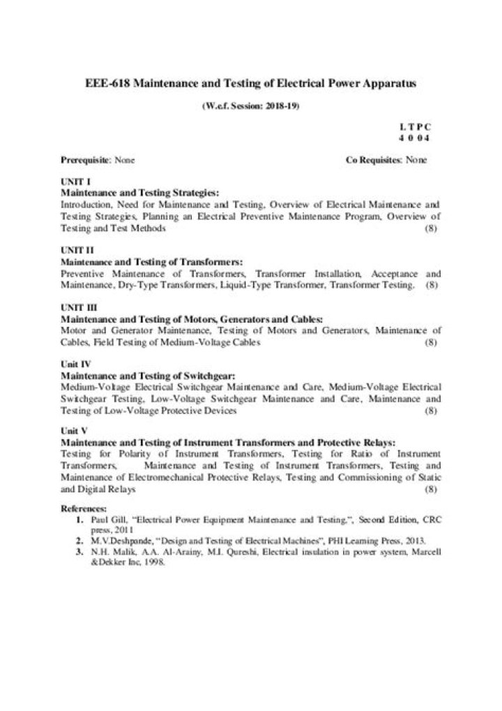 Operating Testing and Preventive Maintenance of Electrical Power Apparatus: PDF Guide
