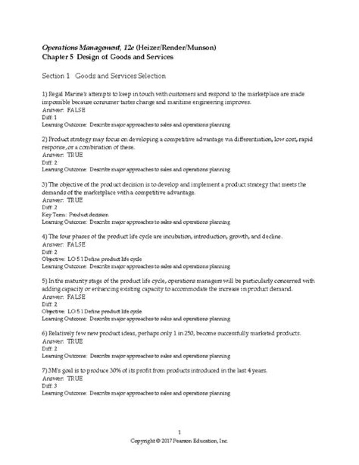 Operations Management Final Exam Questions & Answers PDF Study Guide
