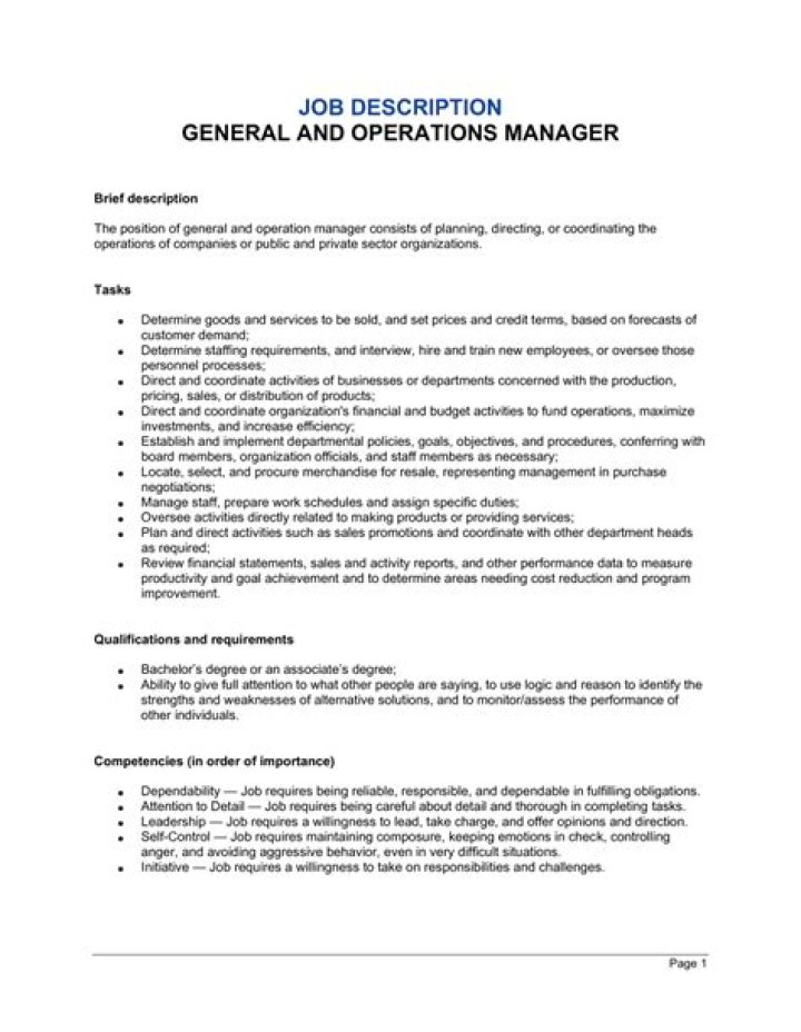 Operations Manager Job Description PDF: Full Template & Requirements