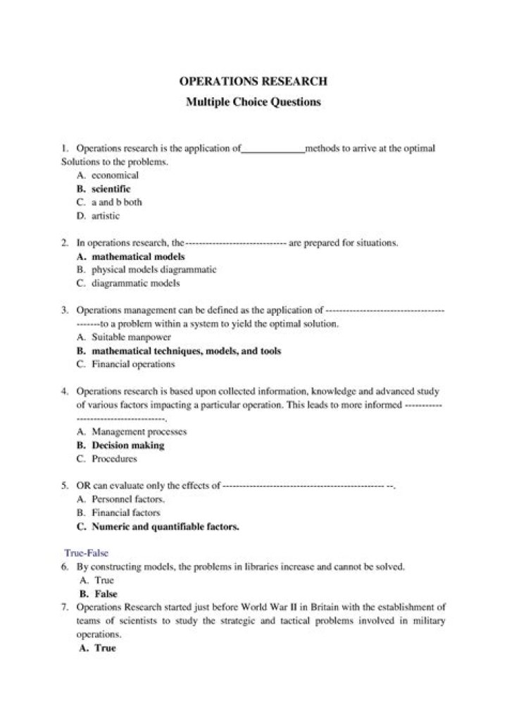 Operations Research Questions and Answers PDF: Expert Guide