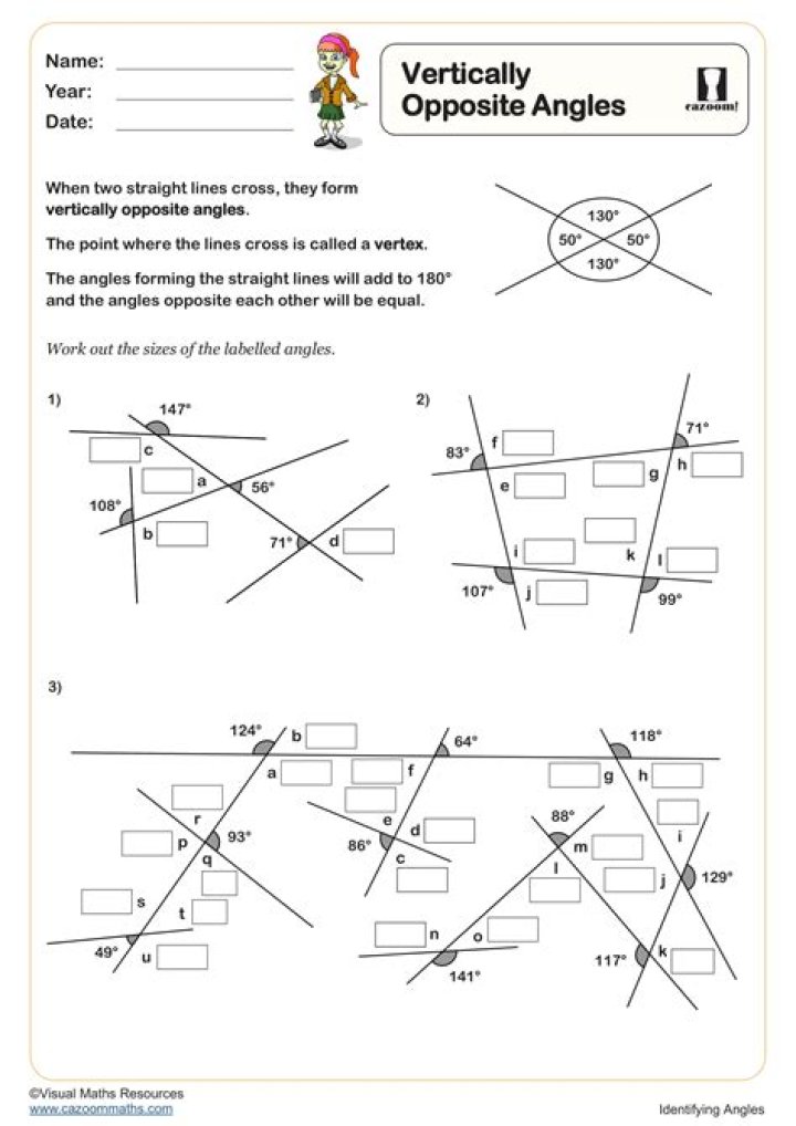 Opposite Angles Worksheet PDF – Free Downloadable Practice