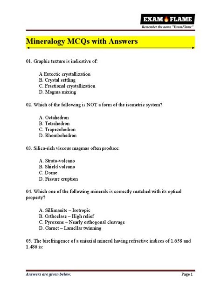 Optical Mineralogy Questions and Answers PDF: Expert Guide