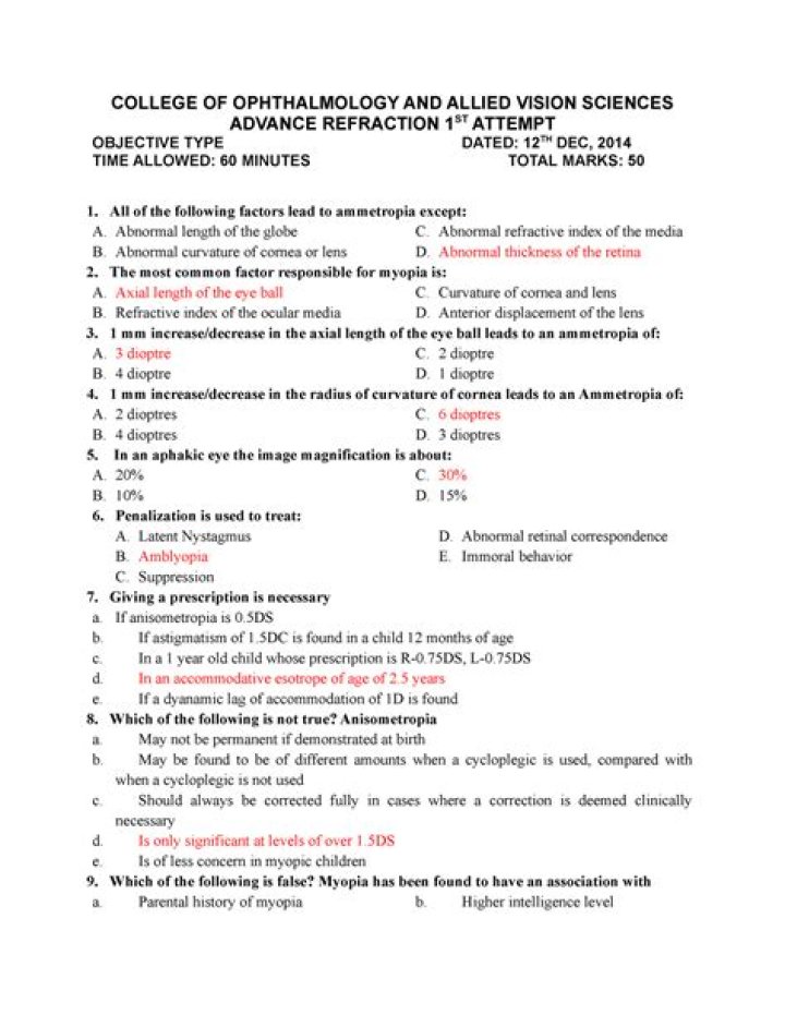 Optometry MCQ Questions PDF – Expert Practice Tests