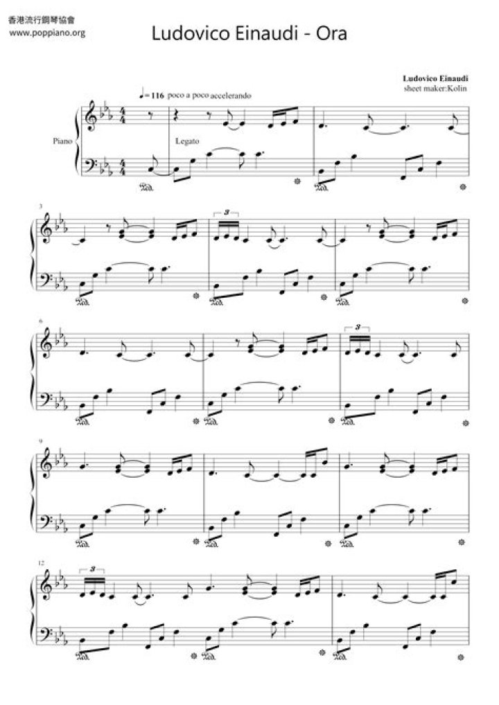 Ora Ludovico Einaudi Sheet Music PDF – Download Free Downloadable PDF