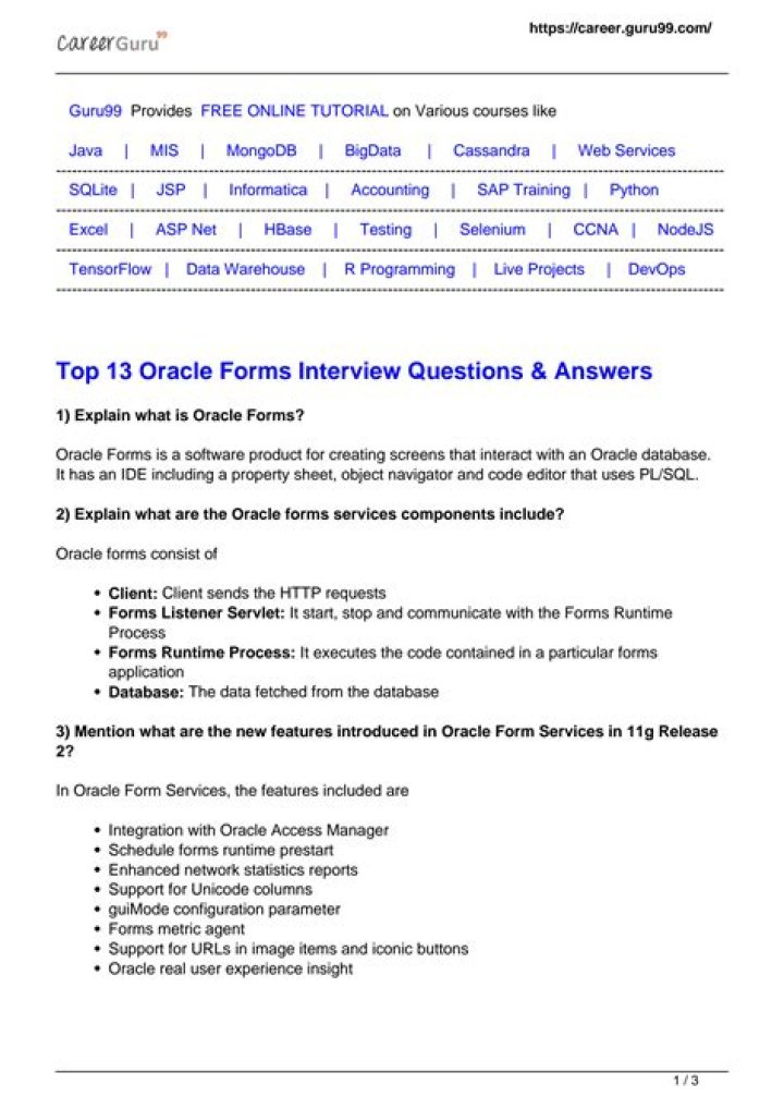 Oracle Forms Interview Questions and Answers PDF – Expert Guide