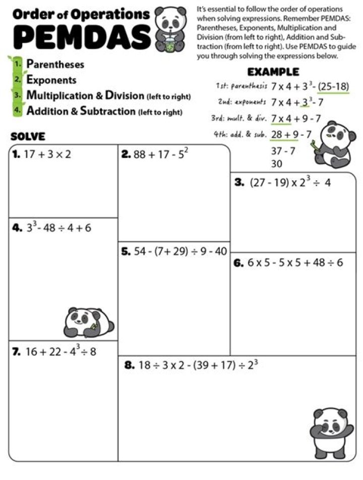 Free Order of Operations PEMDAS Practice Worksheets with Answer Key PDF