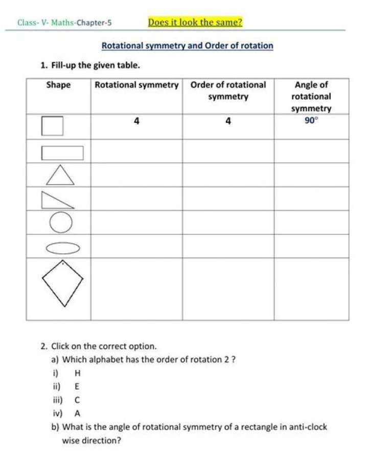 Order of Rotational Symmetry Worksheet with Answers PDF – Perfect for Math Practice