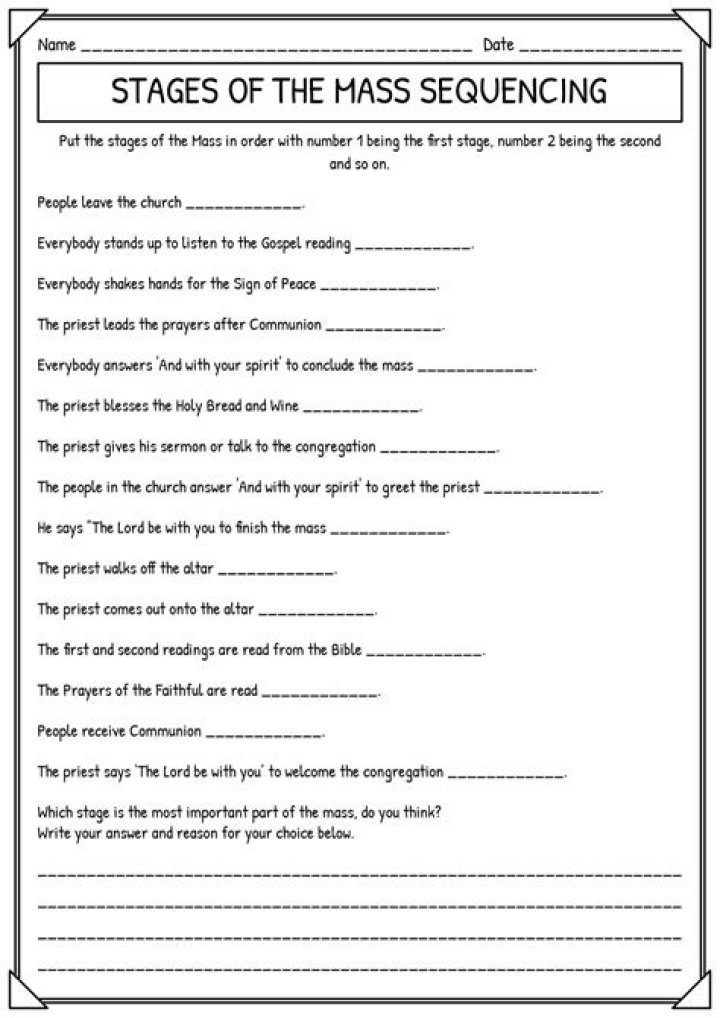 Order of the Mass Worksheet PDF – Free Download