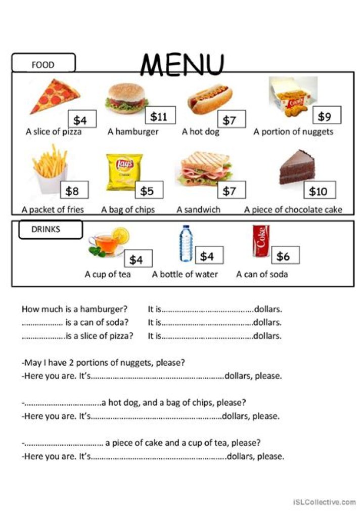 Printable Food Ordering Worksheet PDF – Easy Meal Planning