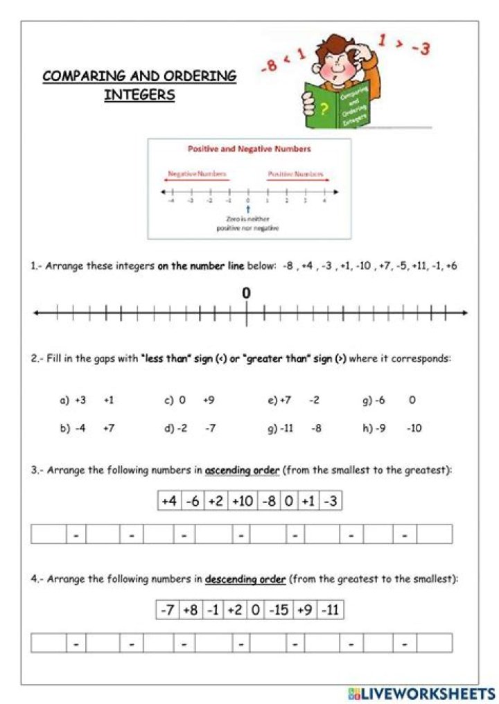 Free Ordering Integers Worksheet PDF – Instant Download
