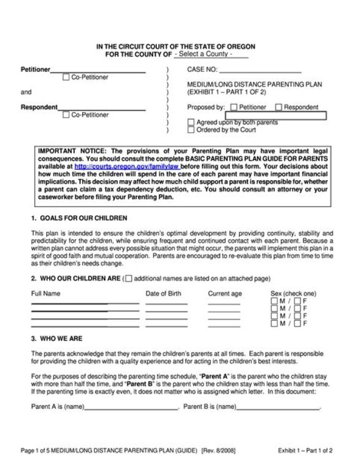 Free Oregon Parenting Plan PDF – Essential Legal Guide for Parents