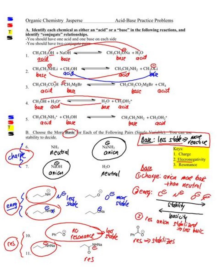Master Organic Chemistry Acids & Bases: Practice Problems with Answers PDF