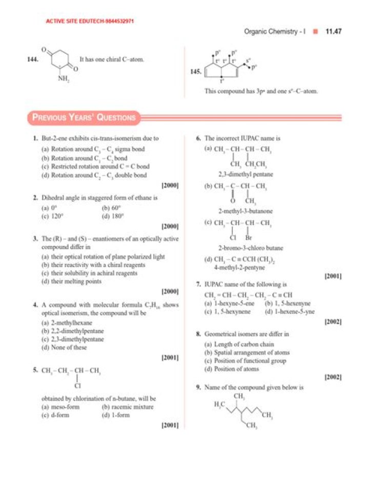 Organic Chemistry Exam Questions & Answers PDF – Expert Practice Set