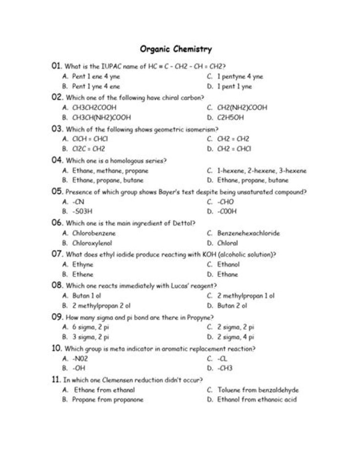 Organic Chemistry MCQs with Answers PDF – Practice Tests & Solutions