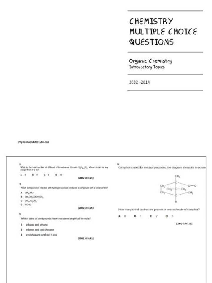 Organic Chemistry Multiple Choice Questions PDF for Exam Prep