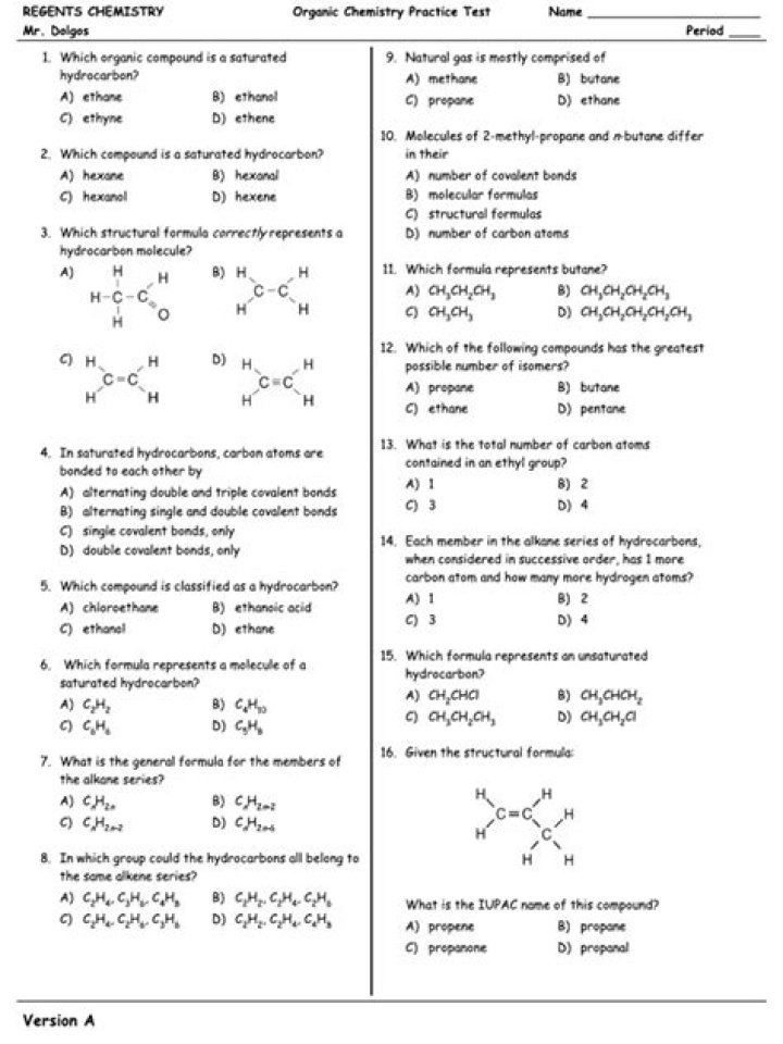 Organic Chemistry Test PDF: Practice Problems & Solutions