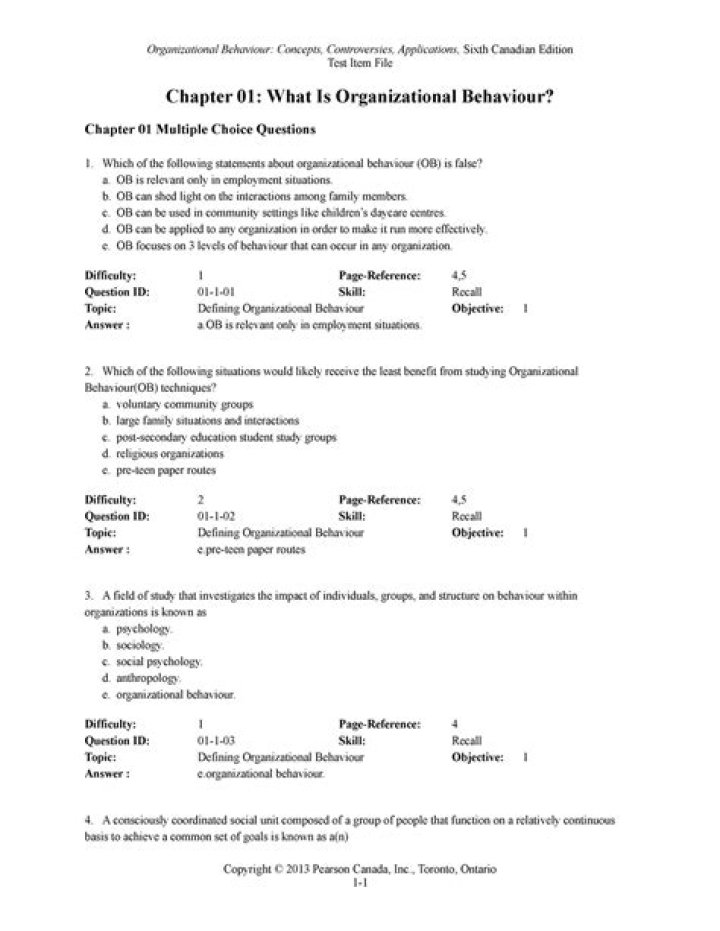 Organizational Behavior Questions and Answers PDF: Expert Insights