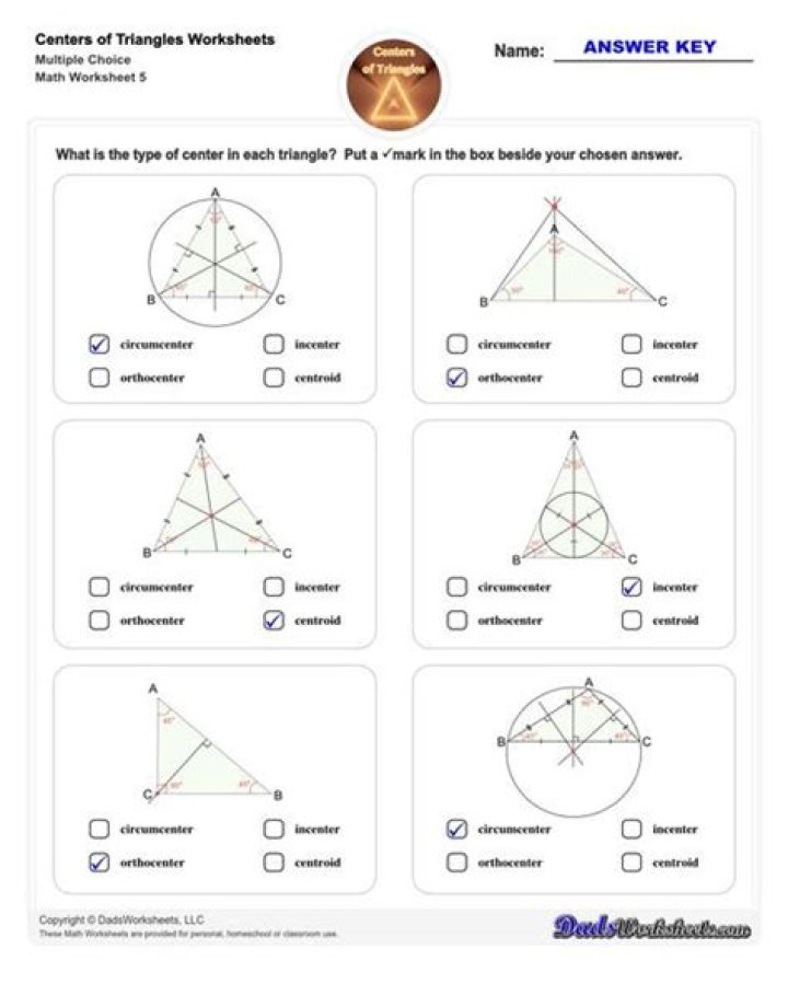 Free Orthocenter Worksheet PDF for Geometry Students