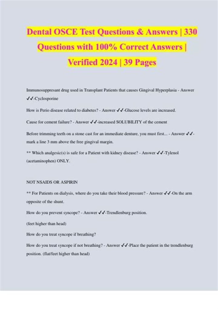 OSCE Dental Questions & Answers PDF: Practice Test Questions