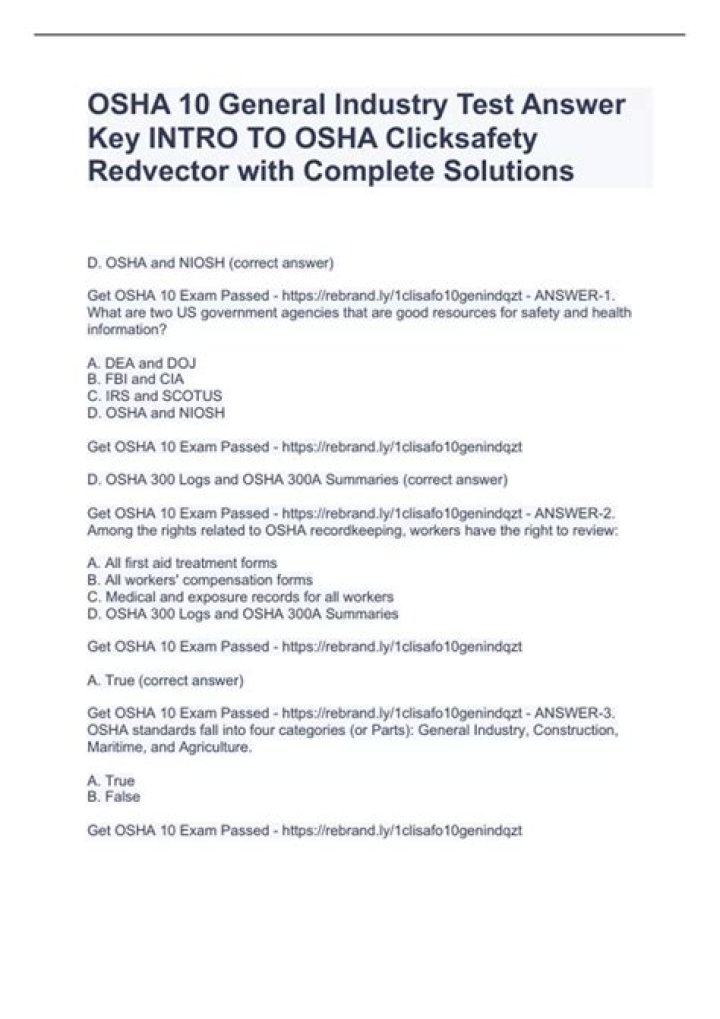 Osha 10 Answer Key PDF – Free Download & Accurate Answers
