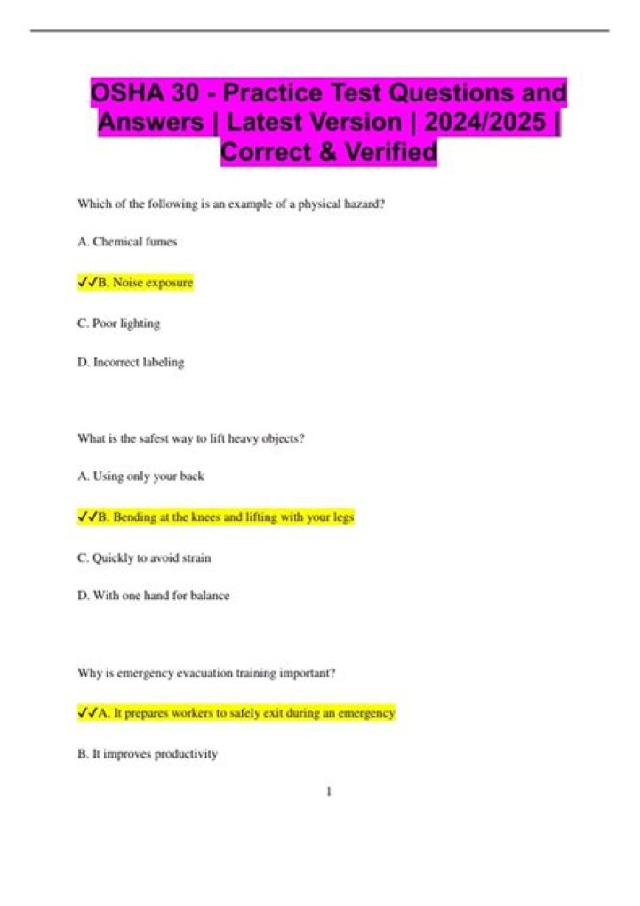 Osha 30 Practice Test PDF – Pass OSHA Training with Confidence