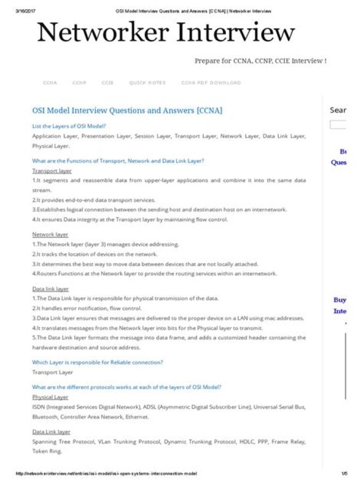 OSI Model Questions & Answers PDF: Expert Guide to Network Layers