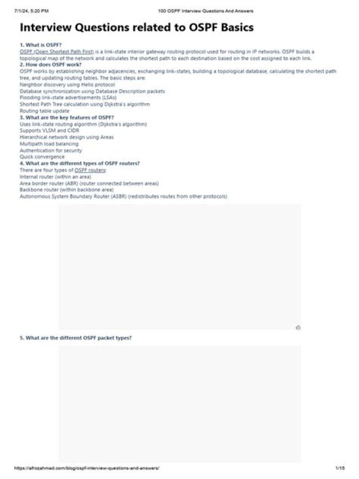 OSPF Interview Questions and Answers PDF – Expert Guide