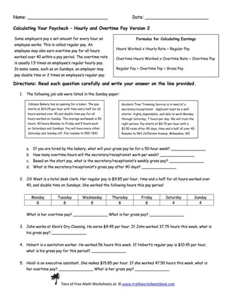 Overtime Pay Worksheet PDF: Free Download & Use