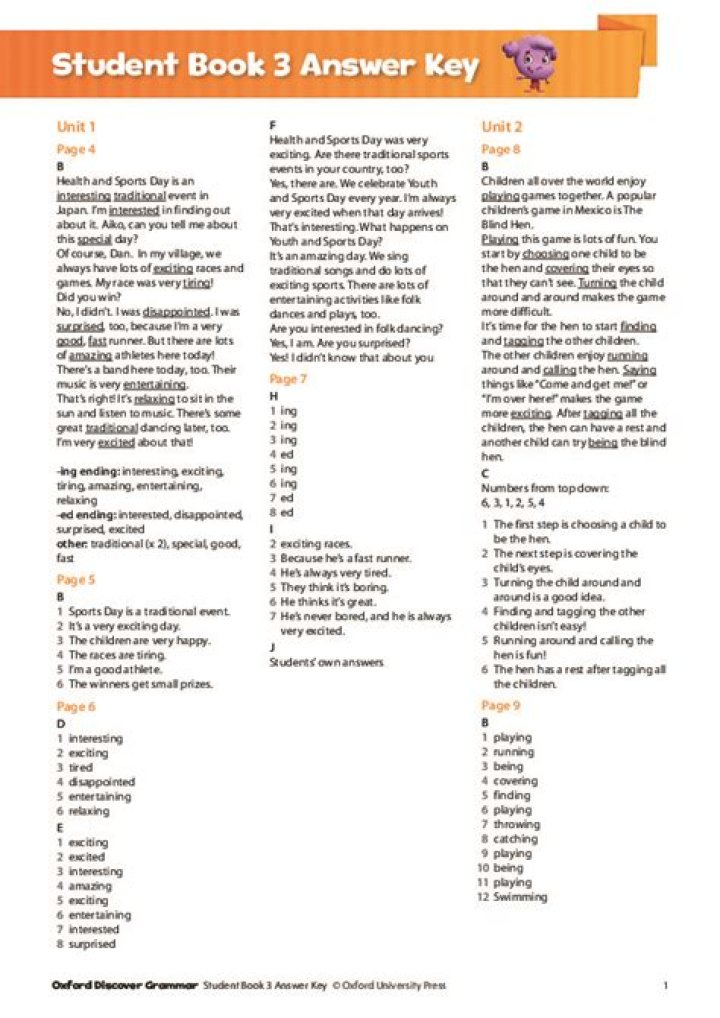 Oxford Discover 3 Workbook Answer Key PDF Download