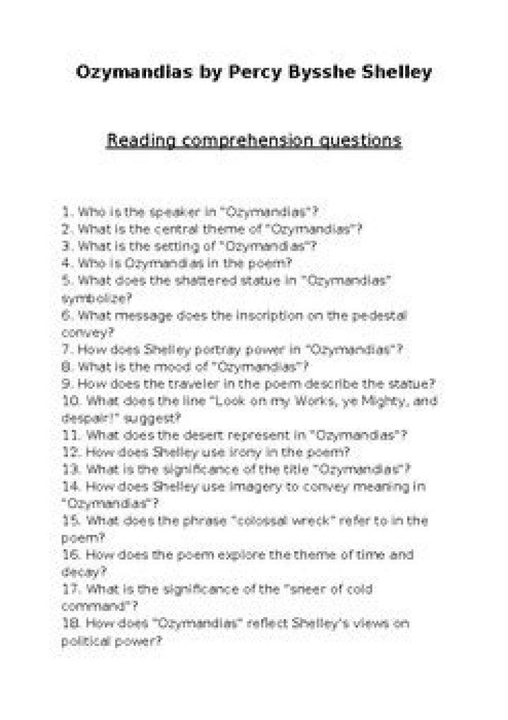 Ozymandias Questions and Answers PDF: Deep Analysis & Key Insights