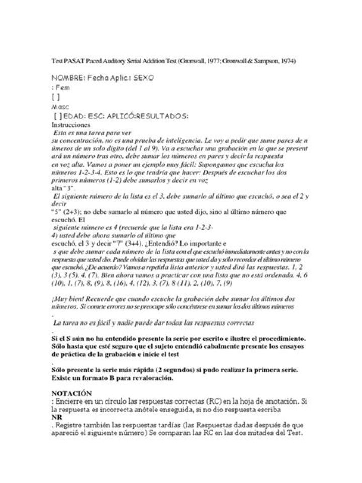 Paced Auditory Serial Addition Test PDF: Quick Cognitive Assessment Tool