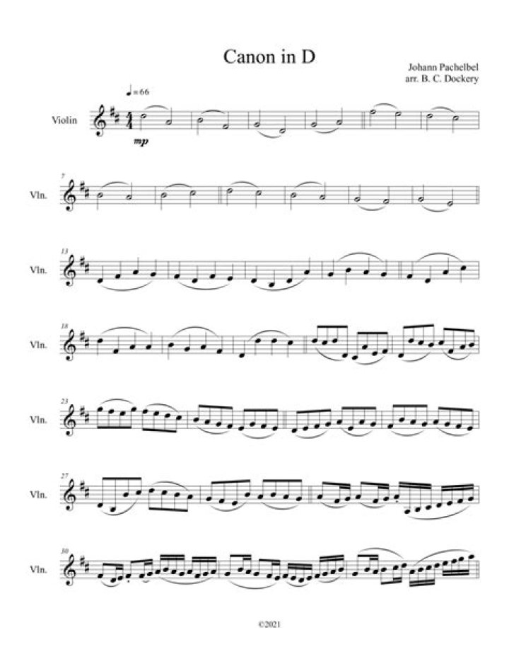 Pachelbel’s Canon in D Sheet Music PDF for Violin – Download Full Score