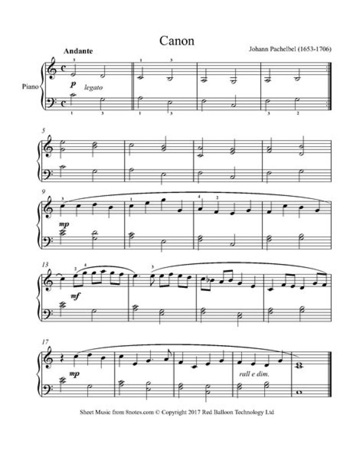 Pachelbel Canon in D Sheet Music PDF – Easy-to-Use Sheet Music & Download