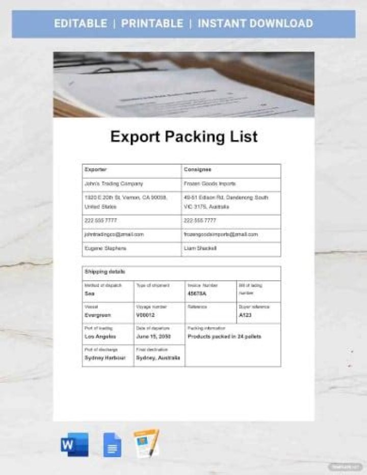 Packing List Format for Export PDF: Perfect Templates