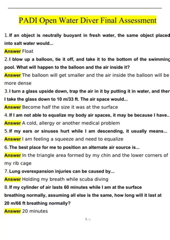 Padi Exam Questions and Answers PDF: Complete Study Guide